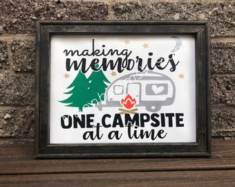 Camper wall decor, making memories one campsite at a time, camper decor, canvas wall decor, gift for camper, camping gift idea, camp decor