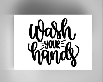 Lávate las manos, lávate las manos, letrero de baño, lávate las manos, letrero de pared, lávate las manos, lienzo, letrero de baño, imagen de baño