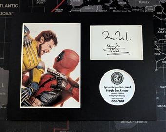 Hugh Jackman and Ryan Reynolds Limited Edition Signed Autograph Display - Mounted, 8x6