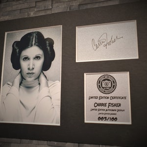 Carrie Fisher Signed Autograph Display Princess Leia Star Wars Limited Edition Fully Mounted and Ready To Be Framed image 3