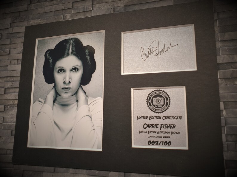 Carrie Fisher Signed Autograph Display Princess Leia Star Wars Limited Edition Fully Mounted and Ready To Be Framed image 3