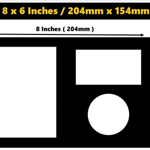May include: Black mat with three cutouts for displaying items. The mat measures 8 inches by 6 inches (204 mm by 154 mm).