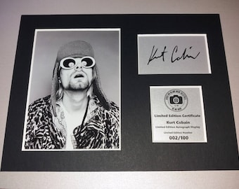 Kurt Cobain - Nirvana - Limited Edition Signed Autograph Display - Mounted, 8x6