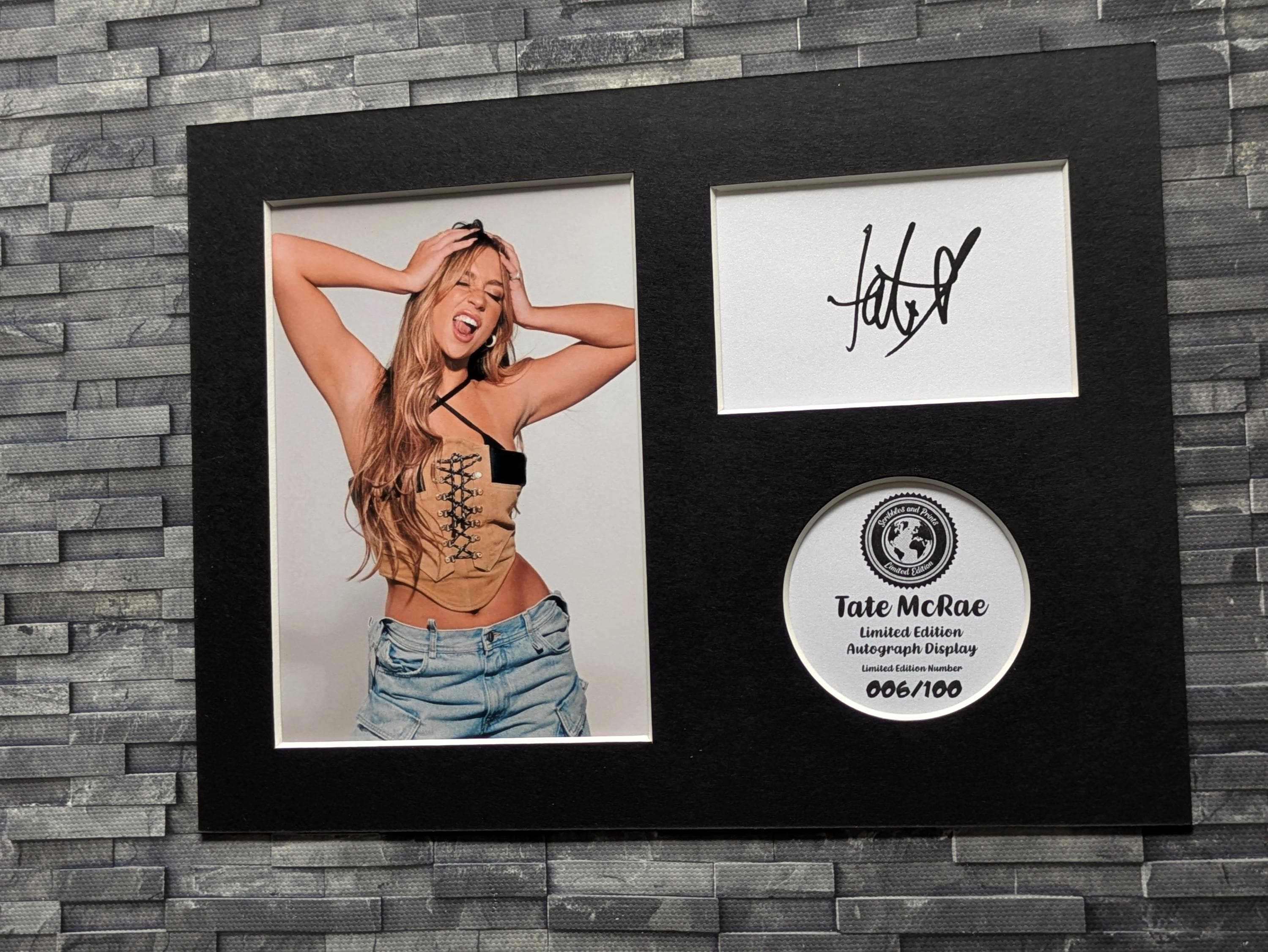 Tate Mcrae Limited Edition Signed Autograph Display - Mounted, 8x6