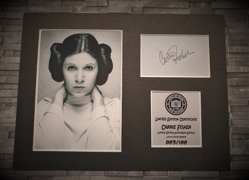 Carrie Fisher Signed Autograph Display Princess Leia Star Wars Limited Edition Fully Mounted and Ready To Be Framed image 1