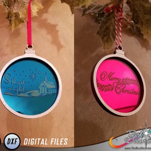 DIGITAL FILE for Vintage Christmas ornaments, gift tags, Retro holiday ornament set, svg for laser cutting, glowforge, dxf
