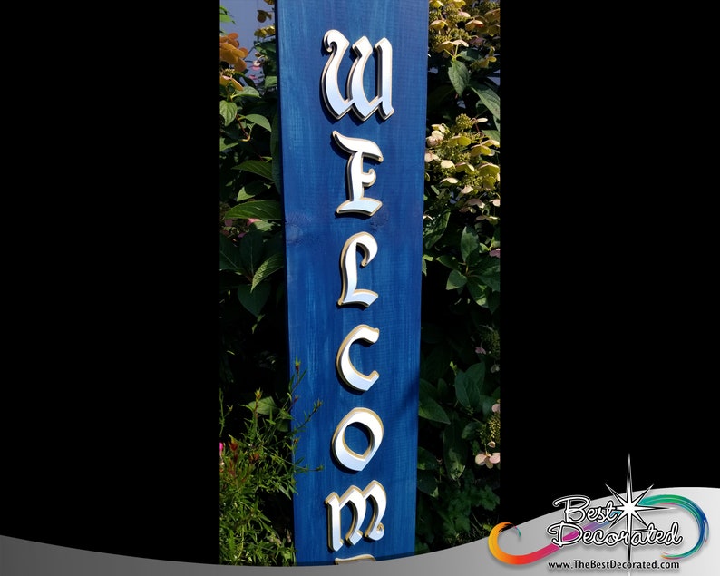 featuring the magic castle with stars Welcome leaning wood Porch Sign with enchanted royal lettering