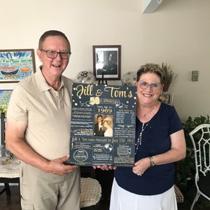 Letrero de aniversario NUEVO, FOTO nostálgica 50.° aniversario de bodas, 50.° aniversario, pizarra, casados en 1975, MEJOR regalo de fiesta de aniversario