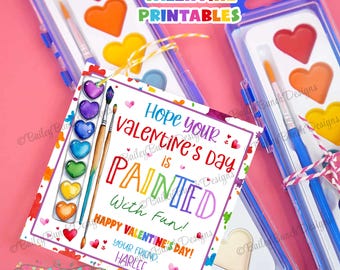 Art Valentine, Paint Valentine, Hope your Valentine's Day is Painted Printable, Classroom Valentines, School Valentines, Instant Download