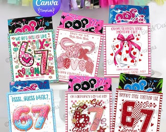 Six Seven Slang Valentine Cards for Kids, Girl Pink Funny Classroom Valentines, 67 Trend Valentine, Girls Gen Z Alpha Valentine Cards