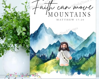Little Jesus Pocket Gift Cards: Faith Can Move Mountains Printable Bible Scripture Cards, Bible Verse, Share the Gospel (Instant Download)