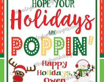 Etiquetas de regalo Pop It Fidget para las fiestas, regalos navideños, regalos para maestros, etiquetas de regalo Pop-It, Feliz Navidad, Pop Its, Pop-Its - PERSONALIZADO