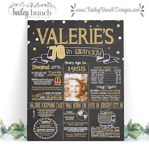 Geburtstagsschild NEU, Nostalgie FOTO 70er Jahre Geburtstagsgeschenk Kreidetafel, Vor Jahren im Jahr 1955 Poster, 1955, Zurück in 1955, Geburtstagsgeschenk, Geburtstagsschild