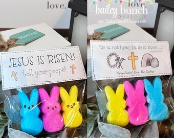 He is Risen Tell Your Peeps - Easter Treat Bag Toppers - Jesus is Risen - Printable HIRP05 - Editable INSTANT DOWNLOAD
