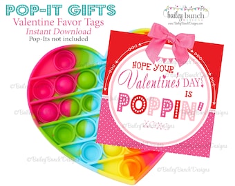Valentine Pop It Fidget Gift Tags, Valentine's Day Gifts, Pop It Gift Labels, Teacher Gifts TAGS Pop It Tags, PINK RED - Instant Download