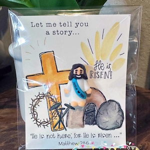 He is Risen Cards with Mini Jesus Figurines: Religious Easter Gift