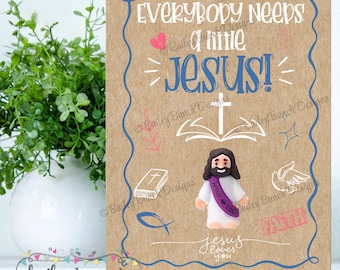 Little Jesus Gift Cards: Kraft Paper Christian Scripture Faith Cards, Bible Verse, Share the Gospel  (Instant Download PDF)