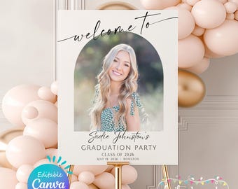 Minimalist Senior Graduation Party Welcome Sign: Editable Canva Template (16x20)