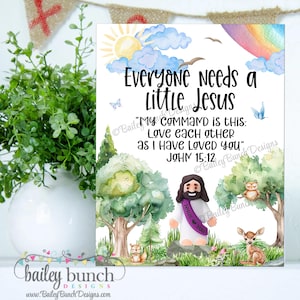 Kleiner Jesus druckbar - Jesus-Taschenkarten - Tiere Jesuskarte - Glaubenszentriert - Schrift - Christliche Geschenke - Sofortdownload