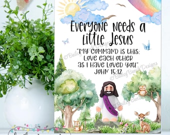 Little Jesus Gift Cards: Printable Scripture Cards, Bible Verse, Share the Gospel, Everybody needs a little Jesus, (Instant Download)