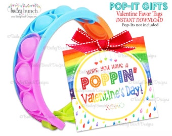 Etiquetas de regalo Pop-It de San Valentín con arcoíris, regalos Pop-It para profesores, regalos para estudiantes, regalos para la clase, etiquetas de regalo Pop-It de San Valentín - DESCARGA INSTANTÁNEA