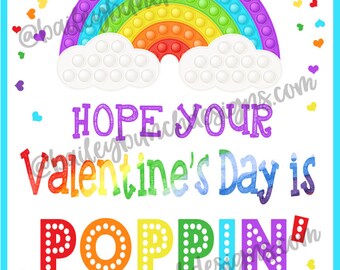 Rainbow Valentine Pop It Fidget Gift Tags Valentine's Day Tags Pop It Gift Tag Teacher Gifts Pop Its Pop Its Tags -  INSTANT DOWNLOAD
