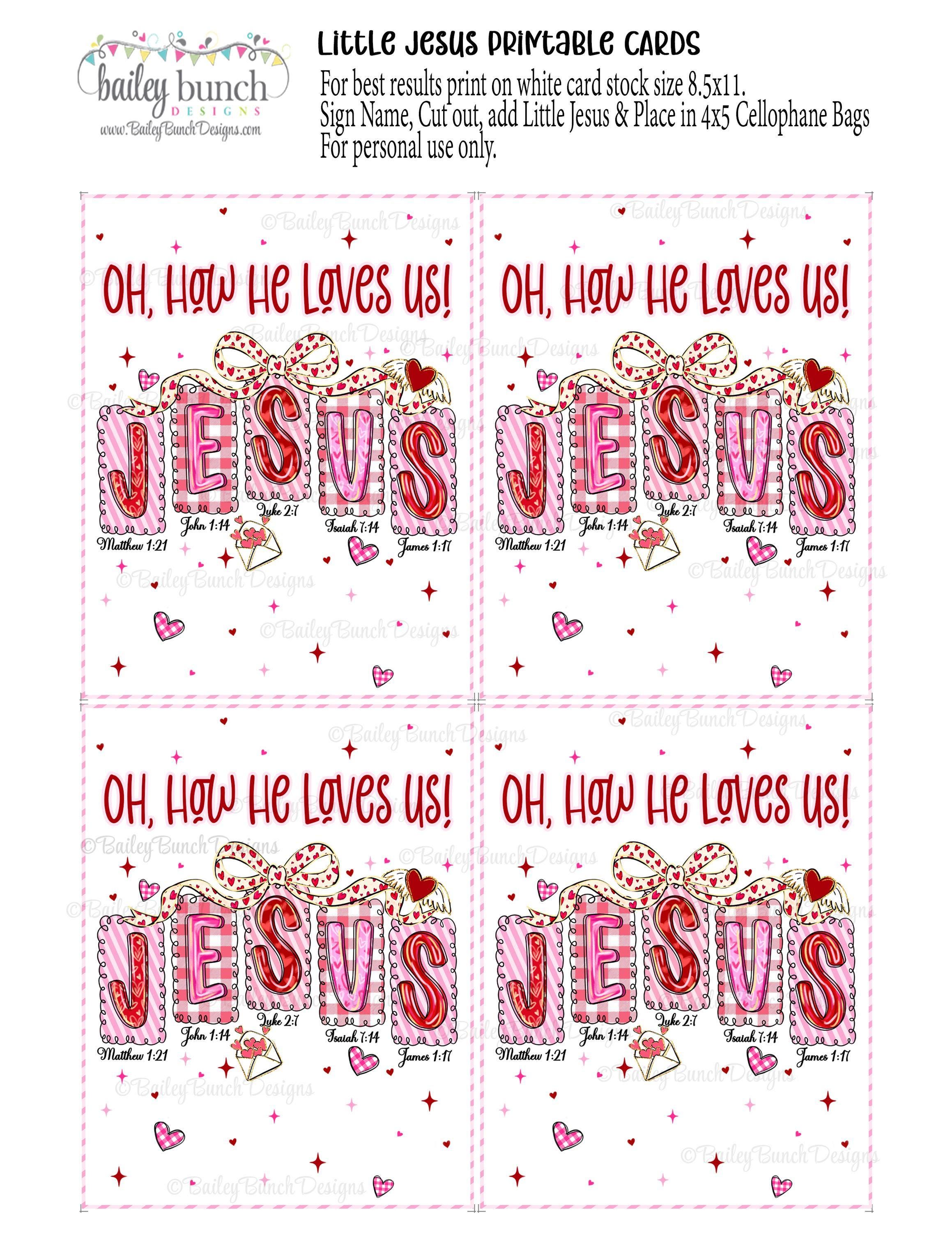 Little Jesus Valentine Cards Printable Christian Classroom Sunday ...