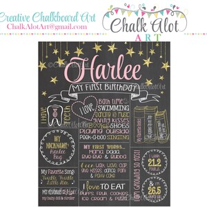 Little Star Birthday Chalkboard Poster (Digital File or Print)