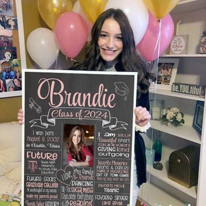 Graduation Chalkboard Template Editable Design Digital Download Board Photo Senior Picture Memory Display Sign Class Milestone 2026 & 2027 image 8