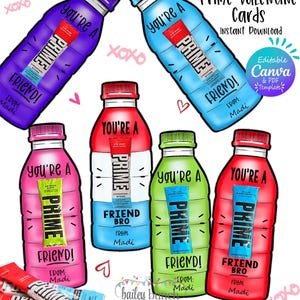 Valentine Drink Tag Printable Valentine Day Printable Classroom Valentine Party Favor Prime Friend Valentine Card Digital Download Hydration