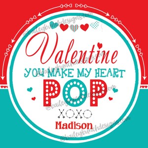 Valentine Pop It Gift Tags Valentines Gifts Teacher Gifts Pop-Its Labels Happy Valentine's Day Pop Its HEART POP Red - PERSONALIZED