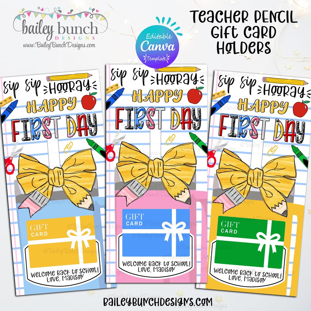 Sip Sip Hooray Back to School Teacher Gift, Tumbler Gift Card Holder ...