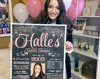 Verjaardagsbord NIEUW, geboren in 2010 Sweet 16 verjaardag, nostalgische foto 16e verjaardag poster, terug in 2010, BESTE verjaardagscadeau, verjaardagsbord