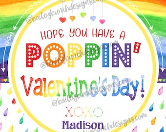 Rainbow Valentine Pop It Etiquetas de regalo Regalos de San Valentín Regalos para maestros Etiquetas Pop-Its Feliz día de San Valentín Pop Its Rainbow POPIT - PERSONALIZADO
