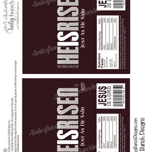 He is Risen Candy Wrapper Tag Gifts - Easter Treat Favors - Jesus is ...