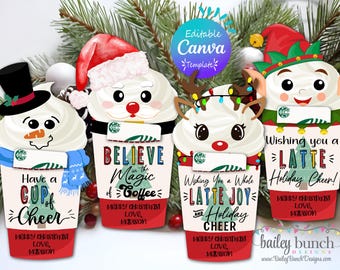 Christmas Coffee Gift Card Holder Printable, Teacher Gift, Staff Gift, Christmas printable, Employee Gift, Gift Card Holder Canva Template