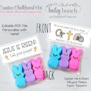 Ha resucitado, cuéntaselo a tus amigos - Adornos para bolsas de regalo de Pascua - Jesús ha resucitado - PDF editable e imprimible HIRP05 - DESCARGA INSTANTÁNEA
