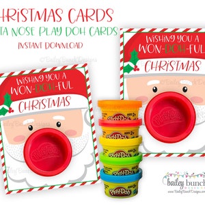 Santa Nose Playdoh Christmas Cards, Playdoh Favors, Merry Christmas, School Party, Play-Doh Christmas Gift, Non-candy Gift Instant Download
