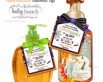 Halloween Soap Gift Tags, Halloween Gifts, Teacher Gifts, Soap Gift Labels, Happy Halloween, Spooky Soap - PERSONALIZED