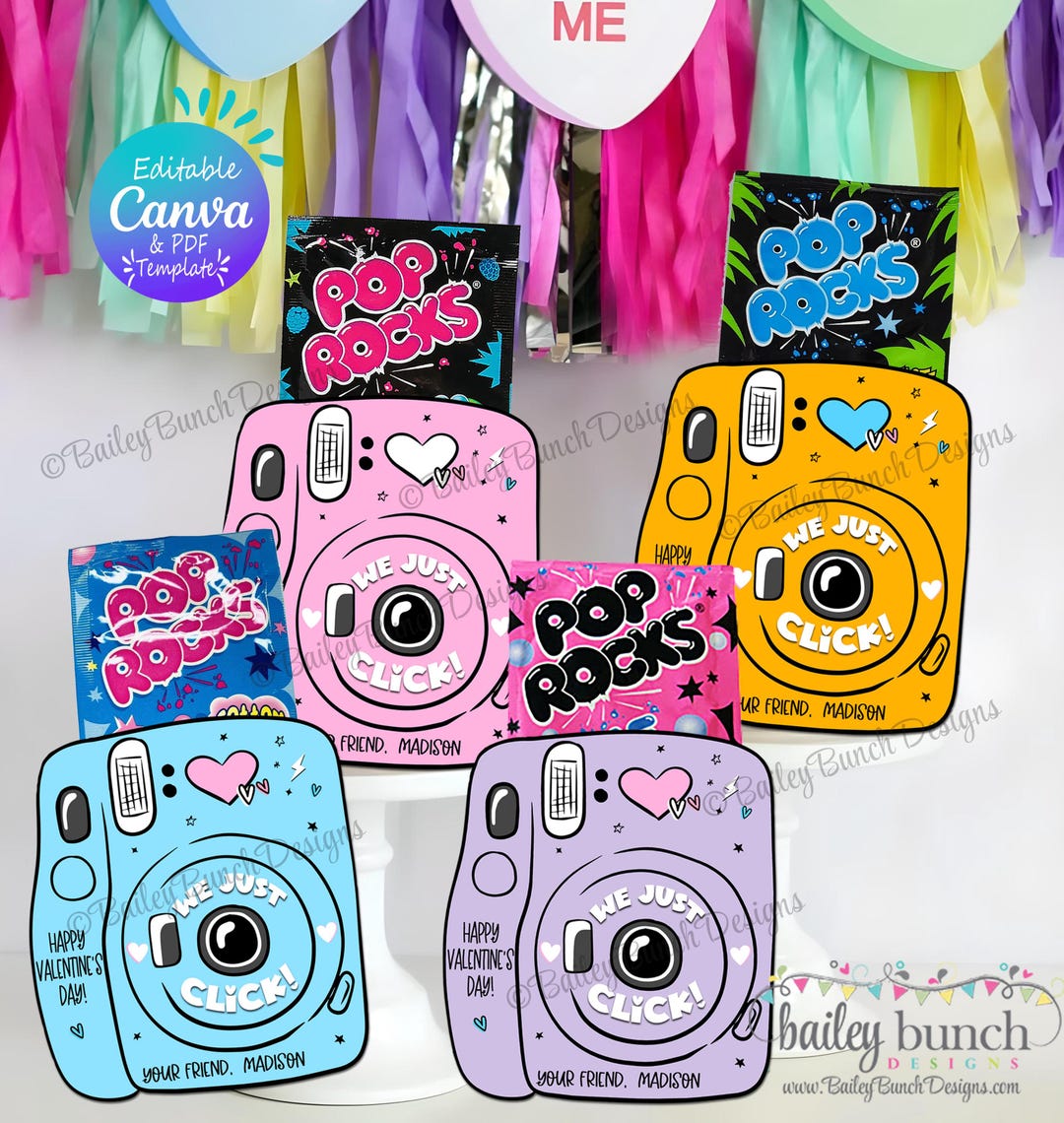 Camera Valentine Template Printable Download Instant Camera Card Design ...