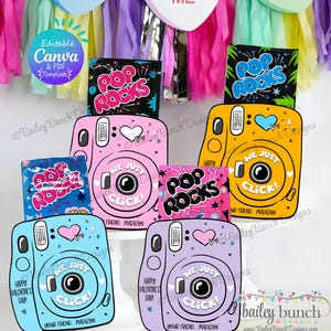 Camera Valentine Template Printable Download Instant Camera Card Design Unique Valentine Classroom Party Idea Kids School Project Diy