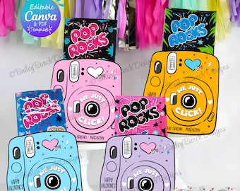 Camera Valentine Template Printable Download Instant Camera Card Design Unique Valentine Classroom Party Idea Kids School Project Diy