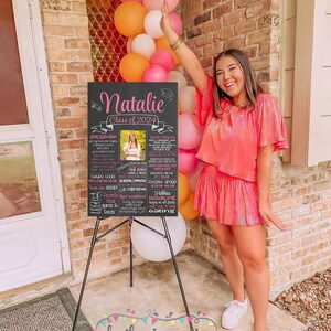 Graduation Chalkboard Template Editable Design Digital Download Board Photo Senior Picture Memory Display Sign Class Milestone 2026 & 2027 image 12