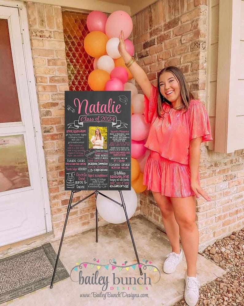 Graduation Chalkboard Template Editable Design Digital Download Board Photo Senior Picture Memory Display Sign Class Milestone 2026 & 2027 image 12