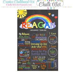 Rainbow Chalkboard, Star Student Poster, Chalkboard, todo sobre mí póster, Estudiante de la semana, todo sobre mí, escuela