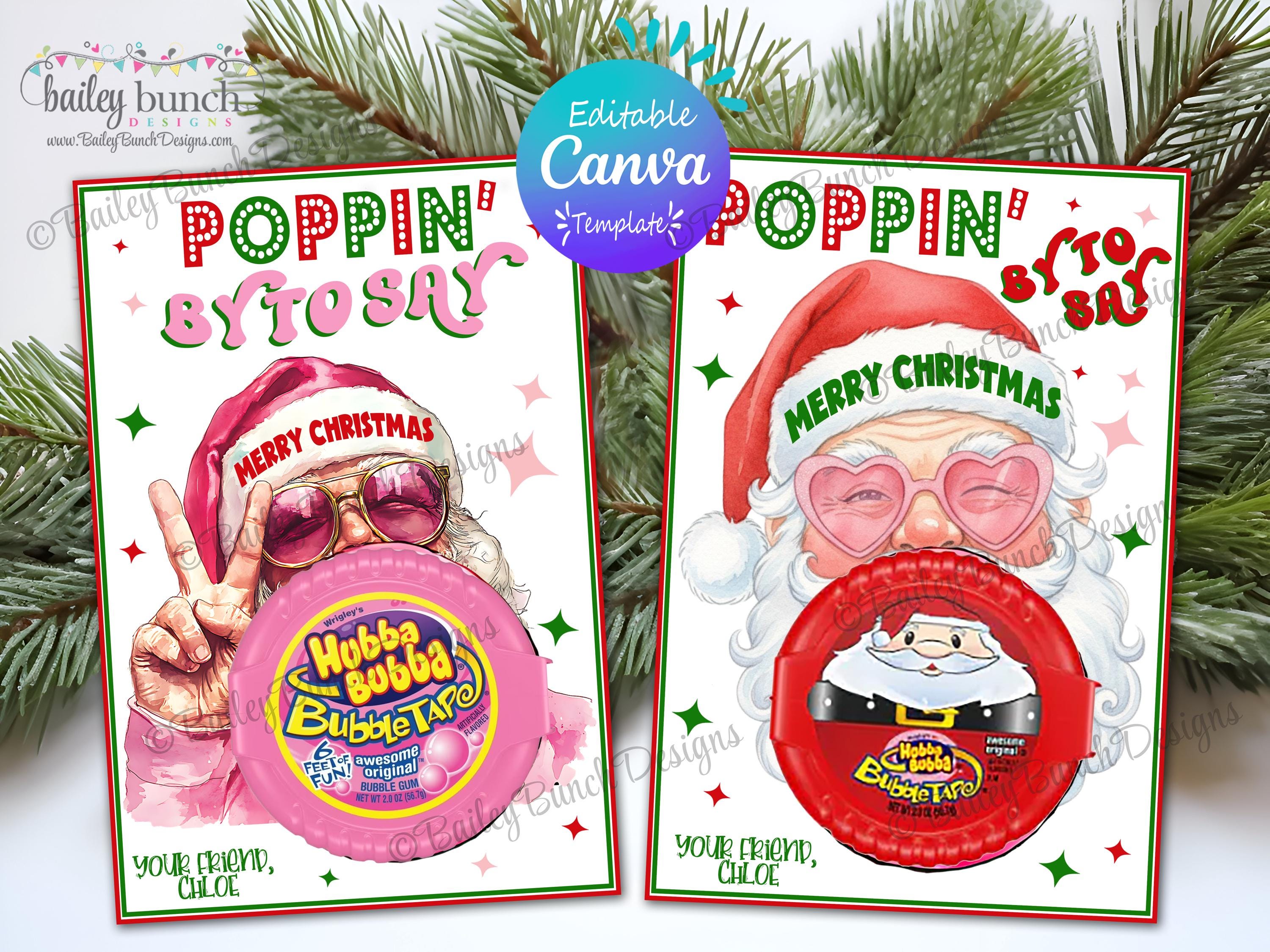 Retro Santa Claus Blowing Bubblegum Printable Christmas Card
