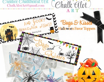 Halloween Bugs & Kisses Favors, Halloween Favors, Halloween Treats, Halloween Trick or Treat Favors, Treat Bag Toppers - Instant Download
