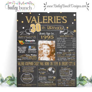 Birthday Sign, Nostalgic PHOTO 30th Birthday Chalkboard, Years ago in 1995 Poster, 1995, 1995 Birthday Gift, Birthday Sign, 2025 Design