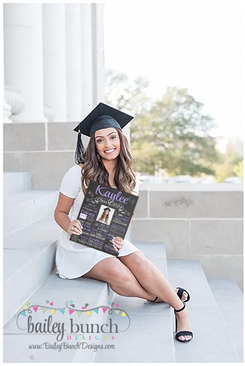 Graduation Chalkboard Template Editable Design Digital Download Board Photo Senior Picture Memory Display Sign Class Milestone 2026 & 2027 image 10