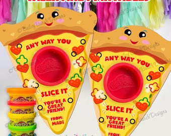 Pizza Play Dough Valentine Printable, Non-Candy Valentine, Printable Valentine, Class Party Valentines, Kids Valentine, Instant Download